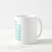 プロフェッショナルミニマルモダンリストの青の白の追加の名前 コーヒーマグカップ (正面右)