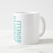 プロフェッショナルミニマルモダンリストの青の白の追加の名前 ジャンボコーヒーマグカップ (正面右)