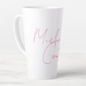 プロフェッショナルミニマルモダンリストピンク白追加の名前 カフェラテマグ (左アングル)