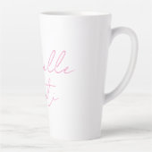プロフェッショナルミニマルモダンリストピンク白追加の名前 カフェラテマグ (右)