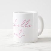 プロフェッショナルミニマルモダンリストピンク白追加の名前 ジャンボコーヒーマグカップ (正面右)