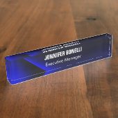 プロフェッショナルミニマルモダンリストブルーあなたの名前を追加 デスクネームプレート (側面)