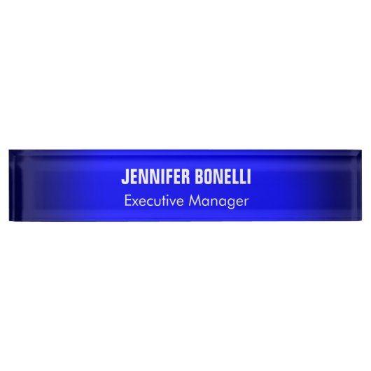 プロフェッショナルミニマルモダンリストブルーあなたの名前を追加 デスクネームプレート (正面)