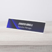 プロフェッショナルミニマルモダンリストブルーあなたの名前を追加 デスクネームプレート (正面)