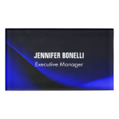 プロフェッショナルミニマルモダンリストブルーあなたの名前を追加 名札 (正面)