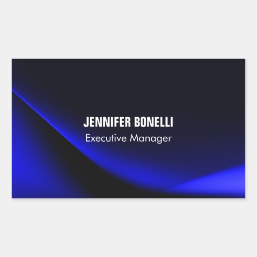 プロフェッショナルミニマルモダンリストブルーあなたの名前を追加 長方形シール (正面)