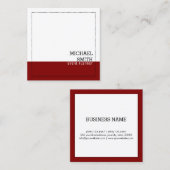 プロフェッショナルミニマルモダンリストホワイトマルーン スクエア名刺 (正面/裏面)