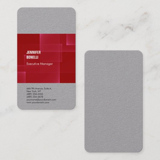 プロフェッショナルミニマルモダン主義の灰色の赤 名刺 (正面/裏面)