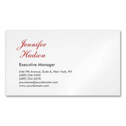 プロフェッショナルミニマルモダン主義の赤い書 マグネット名刺 (正面)