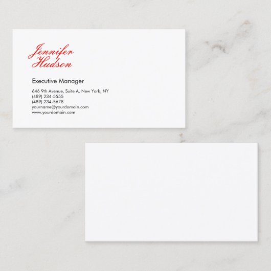 プロフェッショナルミニマルモダン主義の赤い書 名刺 (正面/裏面)