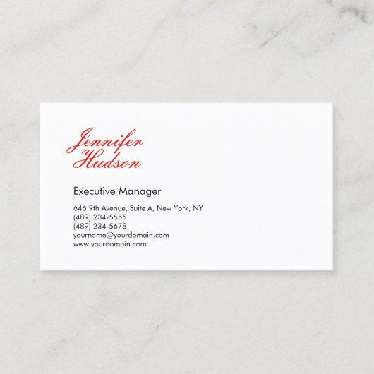 プロフェッショナルミニマルモダン主義の赤い書 名刺 (正面)