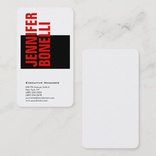 プロフェッショナルミニマルモダン主義の赤い黒 名刺 (正面/裏面)