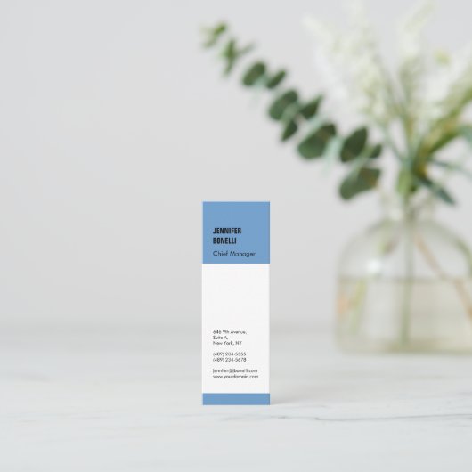 プロフェッショナルミニマルモダン主義の青灰色の白 スキニー名刺 (スタンド正面)