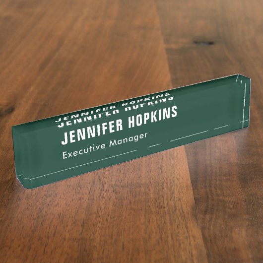 プロフェッショナルミニマルモダン主義ダークグリーン デスクネームプレート (側面)