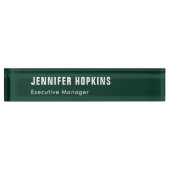 プロフェッショナルミニマルモダン主義ダークグリーン デスクネームプレート (正面)