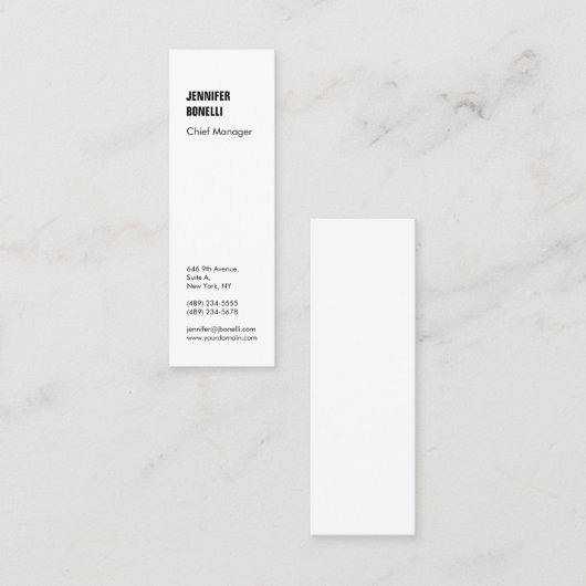 プロフェッショナルミニマルモダン主義プレーン白黒 スキニー名刺 (正面/裏面)