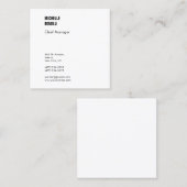 プロフェッショナルミニマルモダン主義プレーン白黒 スクエア名刺 (正面/裏面)