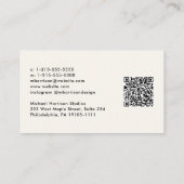 プロフェッショナルミニマルモダンQRコードクリーム 名刺 (裏面)