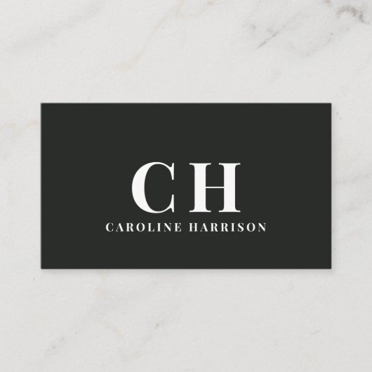 プロフェッショナルミニマルモノグシンプルラムブラック 名刺 (正面)