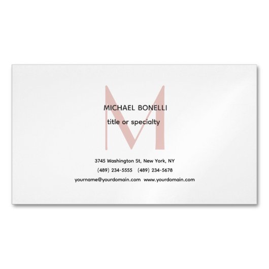 プロフェッショナルミニマルモノグラムのリストプロファイルカード マグネット名刺 (正面)