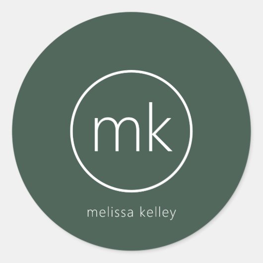 プロフェッショナルミニマルモノグラムイニシャルフォレストグリーン ラウンドシール (正面)