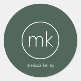 プロフェッショナルミニマルモノグラムイニシャルフォレストグリーン ラウンドシール