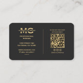 プロフェッショナルミニマルモノグラムブラックイニシャル 名刺 (裏面)