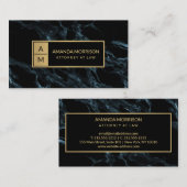 プロフェッショナルミニマルモノグラムブルーマーブル 名刺 (正面/裏面)