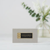 プロフェッショナルミニマルモノグラム金ゴールド/タンリネン 名刺 (スタンド正面)