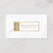 プロフェッショナルミニマルモノグラム金ゴールド/ホワイトマーブル 名刺 (正面)