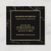 プロフェッショナルミニマルモノグラム金ゴールド/黒大理石 スクエア名刺 (裏面)