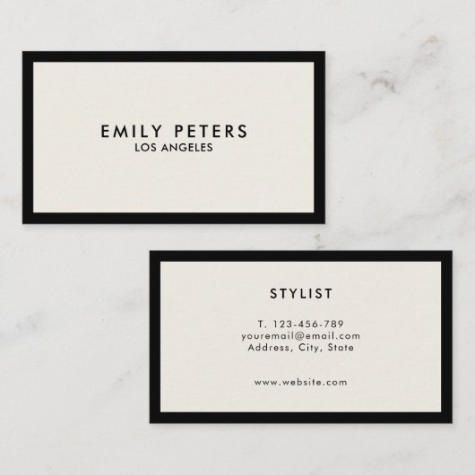 プロフェッショナルミニマルラグジュアリーブラックアイボリーシック 名刺 (正面/裏面)