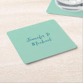 プロフェッショナルミニマル光ティール（緑がかった色）書 スクエアペーパーコースター (アングル)