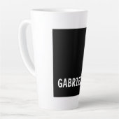 プロフェッショナルミニマル名前をカスタムする白黒 カフェラテマグ (左アングル)