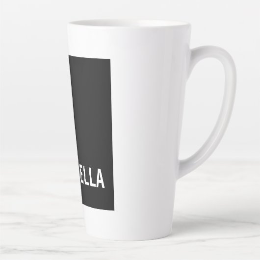 プロフェッショナルミニマル名前をカスタムする白黒 カフェラテマグ (右)