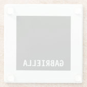 プロフェッショナルミニマル名前をカスタムする白黒 ガラスコースター (裏面)