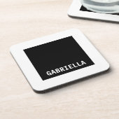 プロフェッショナルミニマル名前をカスタムする白黒 コースター (左側)