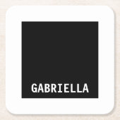 プロフェッショナルミニマル名前をカスタムする白黒 スクエアペーパーコースター (正面)