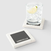 プロフェッショナルミニマル名前をカスタムする白黒 ストーンコースター (横)