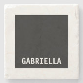 プロフェッショナルミニマル名前をカスタムする白黒 ストーンコースター (正面)