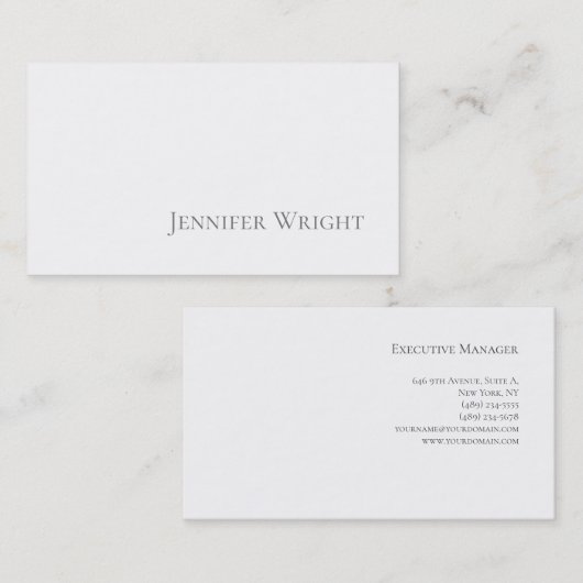 プロフェッショナルミニマル平灰色ホワイト 名刺 (正面/裏面)