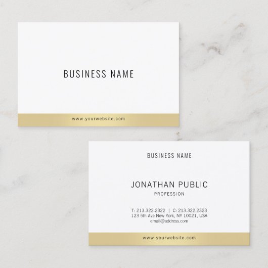 プロフェッショナルミニマル平野エレガント金ゴールド白 名刺 (正面/裏面)