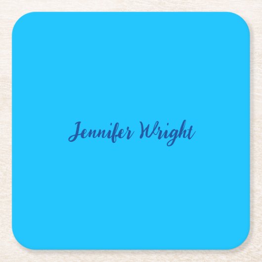 プロフェッショナルミニマル手書きスカイブルー スクエアペーパーコースター (正面)