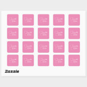 プロフェッショナルミニマル手書き名ピンク スクエアシール (シート)