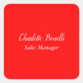 プロフェッショナルミニマル手書き名(赤) スクエアシール (正面)