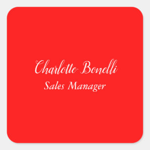 プロフェッショナルミニマル手書き名（赤） スクエアシール