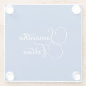 プロフェッショナルミニマル手書き名（青） ガラスコースター (裏面)