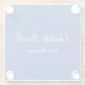 プロフェッショナルミニマル手書き名（青） ガラスコースター (裏面)