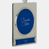 プロフェッショナルミニマル手書き名（青） シルバープレートバナーオーナメント (右)