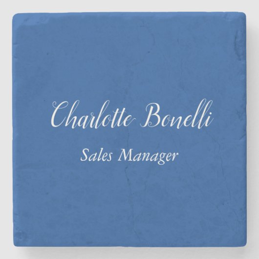 プロフェッショナルミニマル手書き名（青） ストーンコースター (正面)